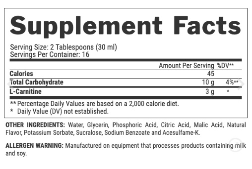 Liquid L-Carnitine 3000 - 480ml Cherry Lime