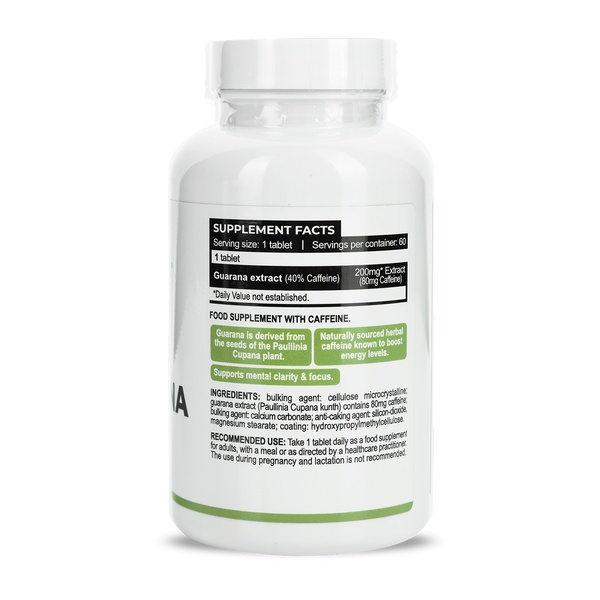 Guarana Extract 200mg with Caffeine 80mg - 60 tabs