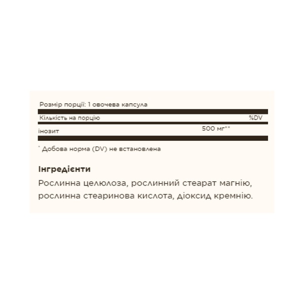 19.01 (Очікування) Inositol 500 mg - 100 vcaps