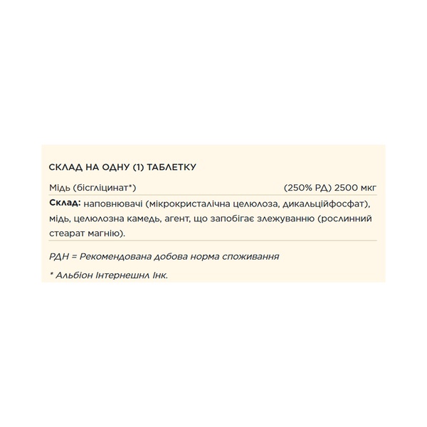 19.01 (Очікування) Chelated Copper - 100 tabs