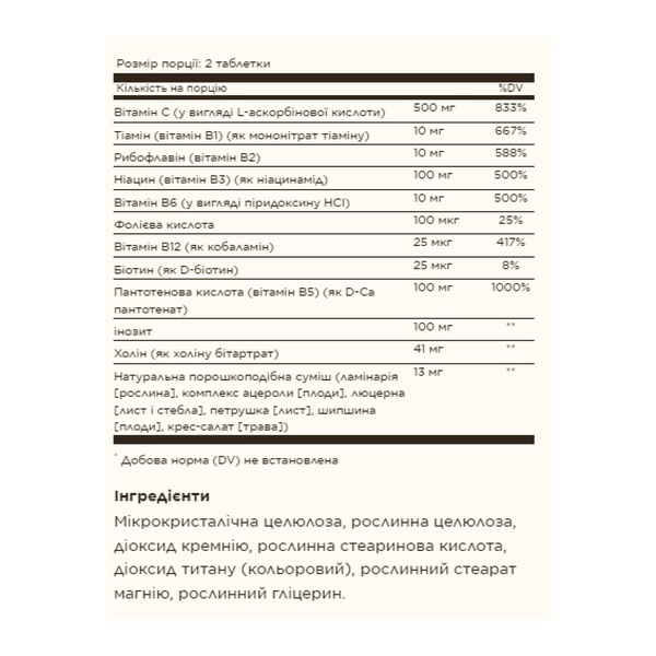 19.01 (Очікування) B-Complex with Vitamin C Stress Formula - 100 tabs
