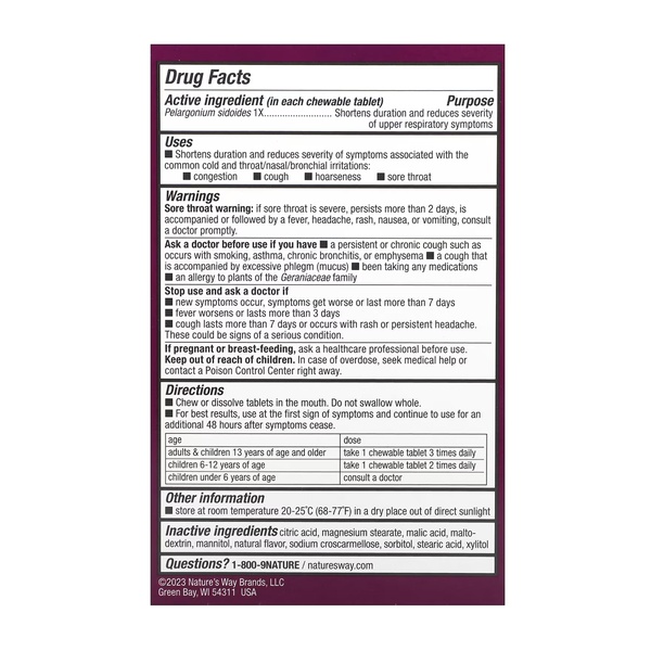 Umcka Coldcare Cherry Kids -10 chew tabs