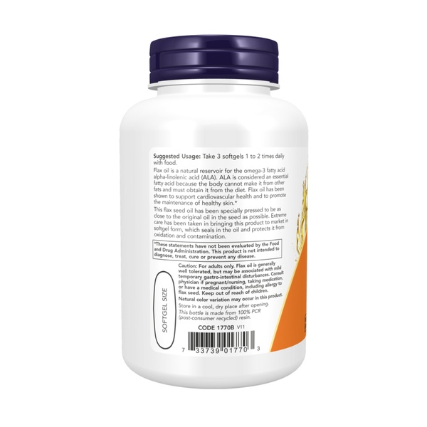 (12.02 Очікування) Flax Oil 1000mg - 100 softgels