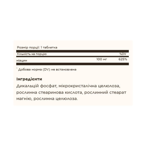19.01 (Очікування) Niacin (Vitamin B3) 100mg - 100 tabs