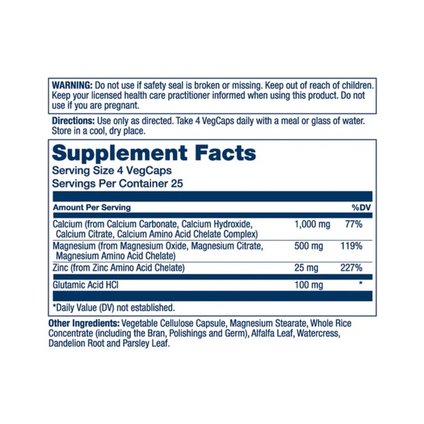 (22.07 Очікування) Calcium Magnesium Zinc - 100 vcaps