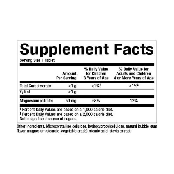 Magnesium Citrate 50mg - 60 tabs Bubble Gum