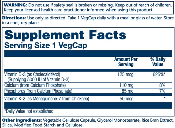 Vitamin D-3 & K-2 - 60 vcaps (Пошкоджена банка)