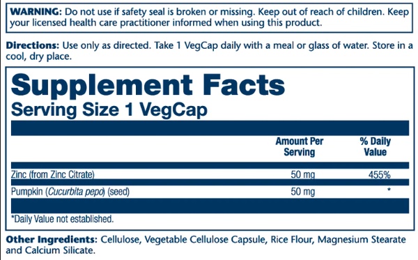 Zinc Citrate 50mg - 60 vcaps (Пошкоджена банка)
