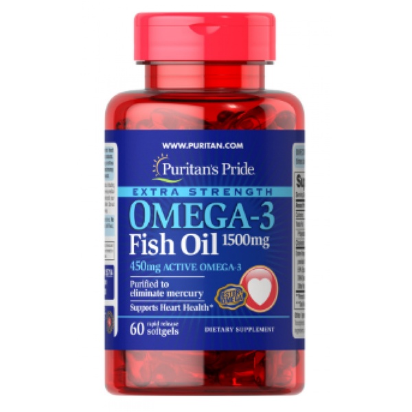 Omega-3 Fish Oil Extra Strength 1500 mg (450 mg Active Omega-3) 60 Softgels (Пошкоджена банка)