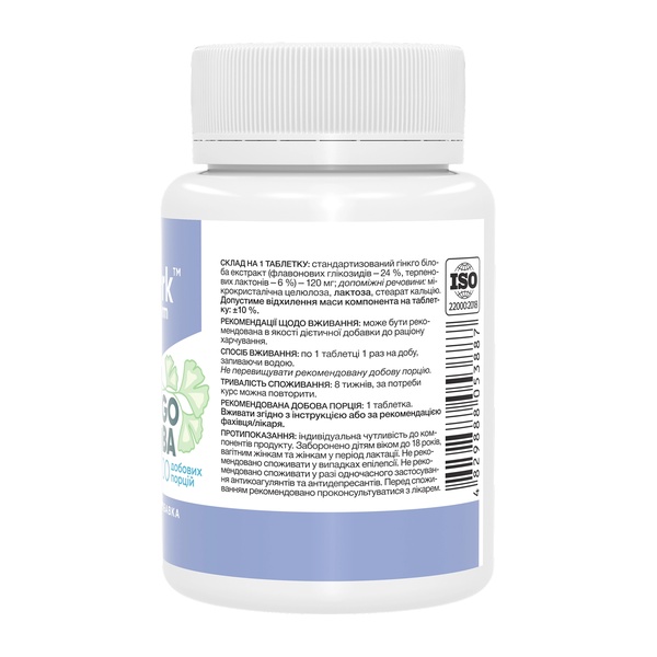Ginkgo Biloba Extract 120mg - 100 tabs