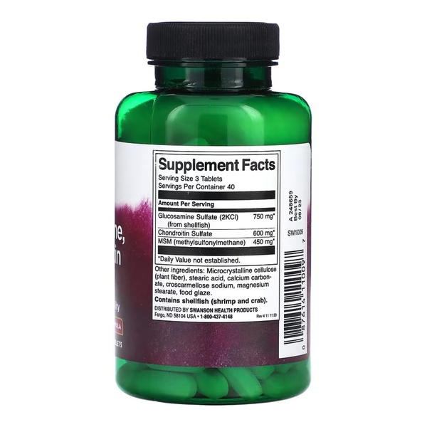 Glucosamine, Chondroitin & Msm Highest Strength3-in-1 Formula - 120 tabs