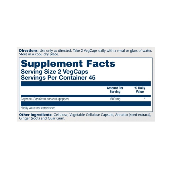 Cool Cayenne Pepper 40,000 HU 600mg - 90 vcaps