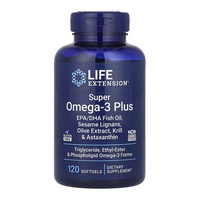 Super Omega-3 Plus EPA/DHA Fish Oil, Sesame Lignans, Olive Extract, Krill & Astaxanthin - 120 softgels
