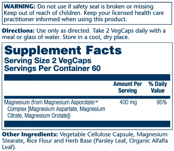(22.07 Очікування) Magnesium Asporotate 400mg - 120 vcaps