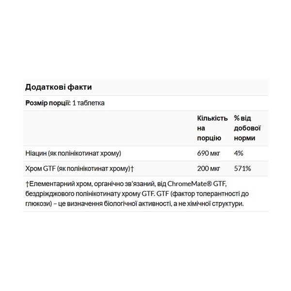 ChromeMate® Chromium GTF 200mcg Yeast Free - 120 tabs (Пошкоджена банка)