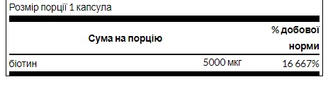 Biotin 5000mcg - 30 caps (До 03.27)