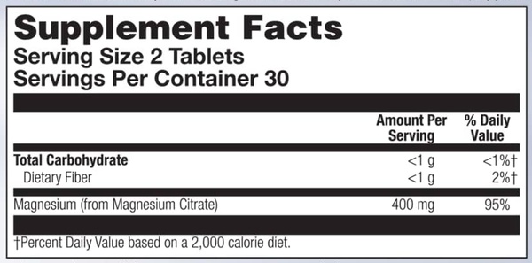 Magnesium Citrate 400mg - 60 tabs (Пошкоджена банка)