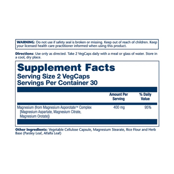 Magnesium Asporotate 400mg - 60 vcaps