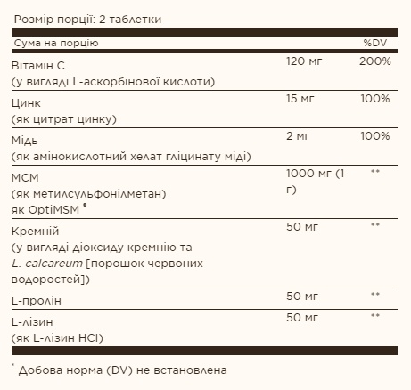 Skin Nails & Hair Advanced MSM - 120 tabs (Пошкоджена етикетка)