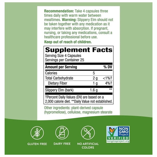 (20.02 Очікування) Slippery Elm Bark - 100 vcaps