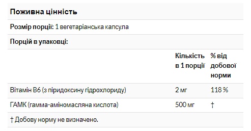 (12.02 Очікування) GABA 500mg - 100vcaps