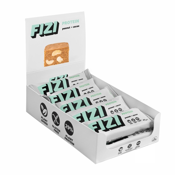FIZI Protein Bar - 10х45g Peanut-Сacao (Пошкоджена упаковка)