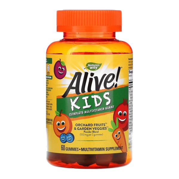 (20.02 Очікування) Alive! Children's Gummy Multivitamin, Gluten Free, Made with Pectin - 60 Gummies