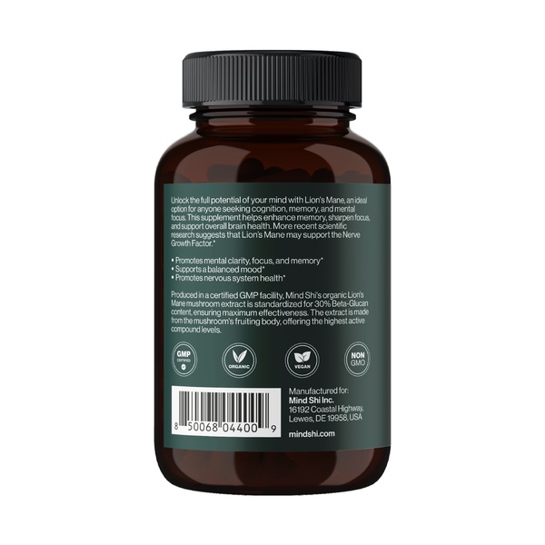 Lion's Mane Mushroom 1000 mg - 60 vegcaps (10+2 в подарунок!) (До 10.26)