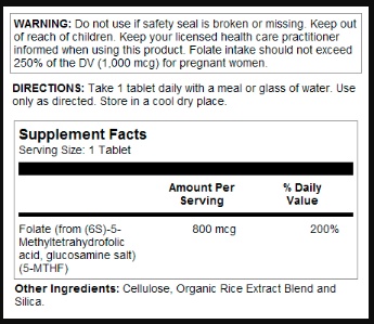 Methyl Folate 800mcg - 90 tabs