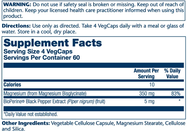 Magnesium Glycinate 350mg - 240 vcaps