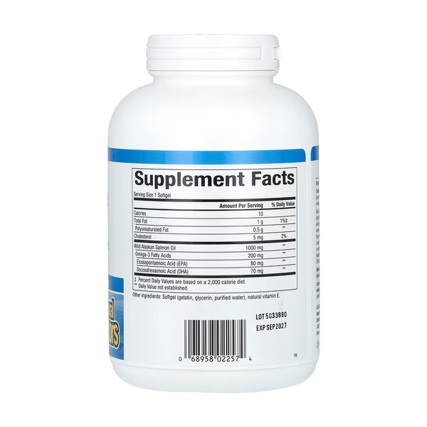 Wild Alaskan Salmon Oil 1000mg - 180 softgels