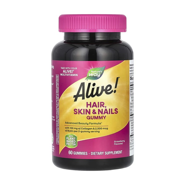 (20.02 Очікування) Alive! Hair, Skin & Nail Gummy - 60 gummies