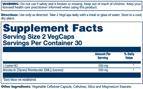 L-Lysine Monolaurin 1:1 - 60 vcaps