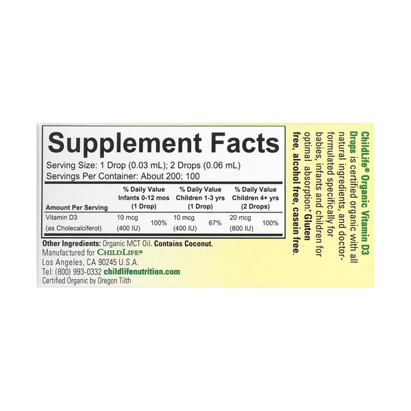 Organic Vitamin D3 Drops - 6.25 ml