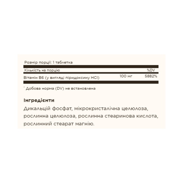 19.01 (Очікування) Vitamin B6 100mg - 100 tabs