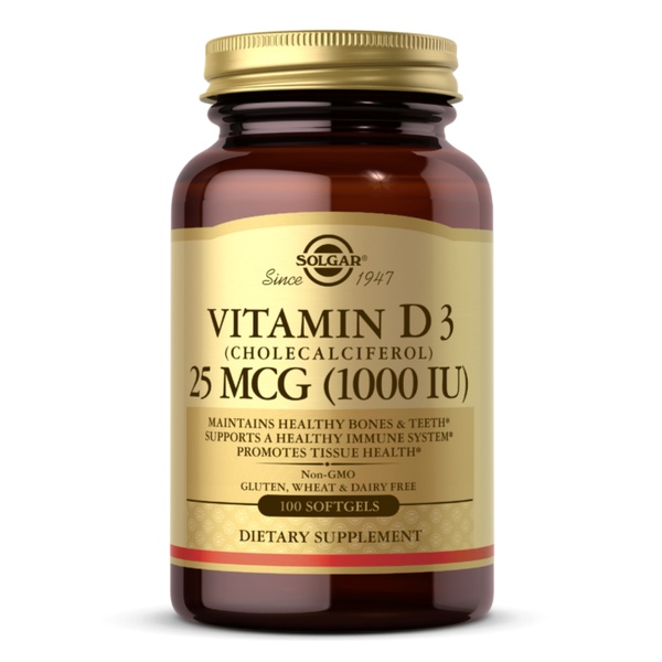 Vitamin D3 (Cholecalciferol) 25 mcg (1000 IU) - 100 softgels