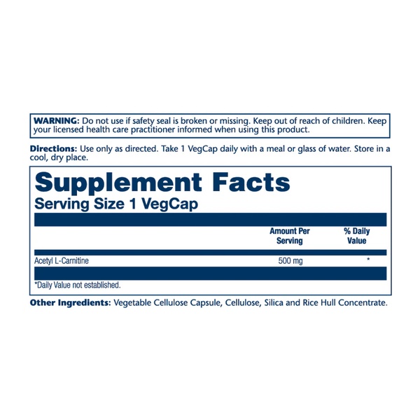 Acetyl L-Carnitine 500mg - 30 vcaps