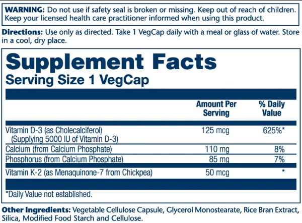 Vitamin D-3 & K-2 - 120 vcaps (Пошкоджена етикетка)