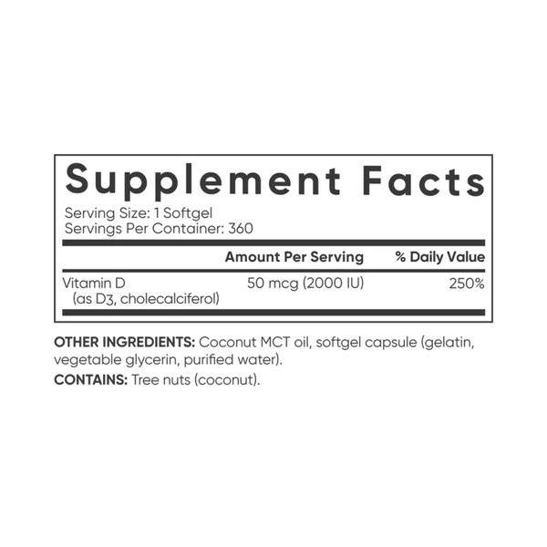 Vitamin D3 2000IU - 360 softgels