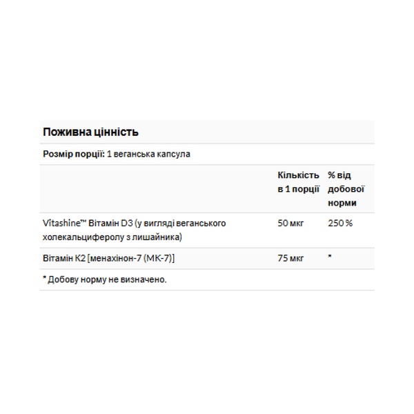 Vitamins D3 & K2 2000 Iu & 75mcg - 60 vcaps