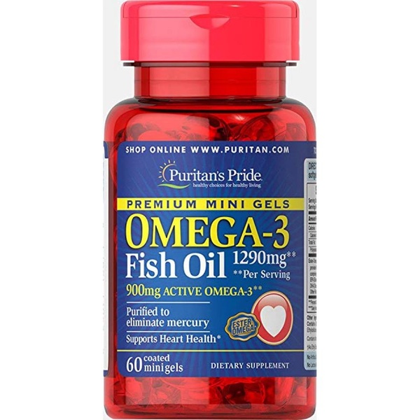Omega-3 Fish Oil 1290 mg Mini Gels (900 mg Active Omega-3) - 60 softgels