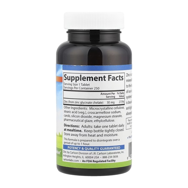 Chelated Zinc - 250 tabs