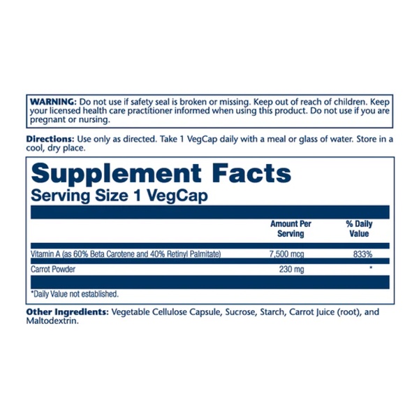 (22.07 Очікування) Vitamin A Dry Form 7600mcg - 60 caps