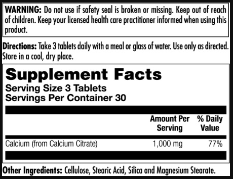 Calcium Citrate 1000mg - 90 tabs (Пошкоджена банка)