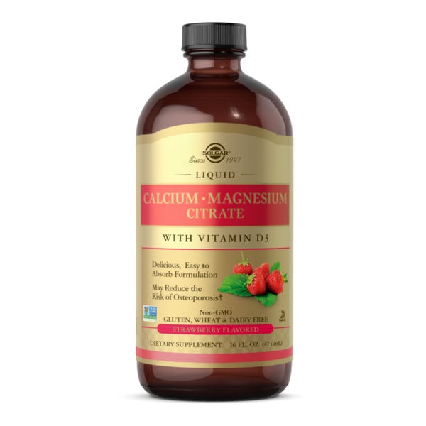 Liquid Calcium Magnesium Citrate with Vitamin D3 - 16 oz Natural Strawberry