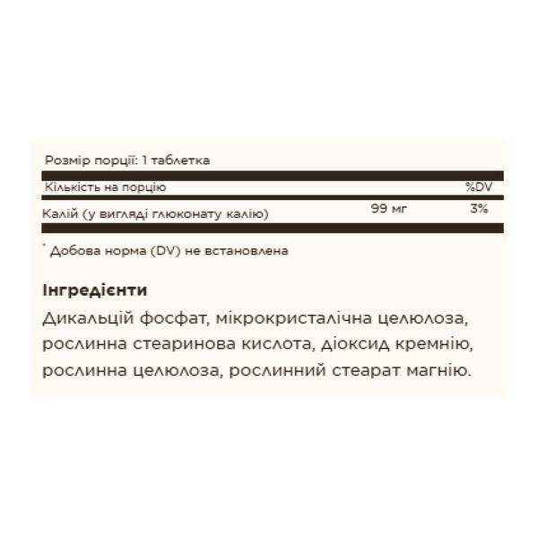 19.01 (Очікування) Potassium - 100 tabs