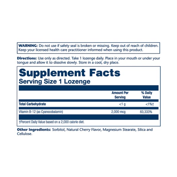 Vitamin B-12 2000mcg - 90 lozenges Natural Cherry