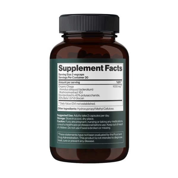 Chaga Mushroom 1000 mg - 60 vegcaps (Пошкоджена банка)
