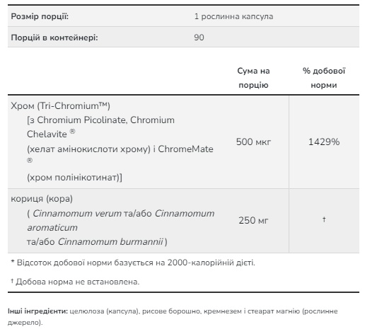 Tri-Chromium 500mcg - 90 vcaps