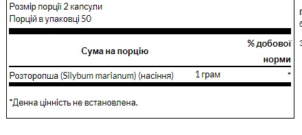 Milk Thistle 500mg - 100caps (Пошкоджена банка)